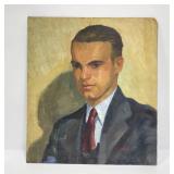 EG Moore Portrait Oil on Board Painting