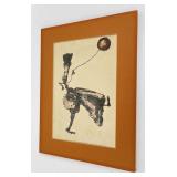 Abstract Watercolor Painting Woman w/ Balloon