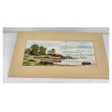 Antique Fishing Watercolor Painting