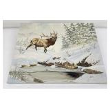 Montana Elk Oil on Canvas Painting
