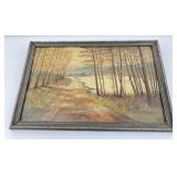 Antique Itinerant Western Oil Painting on Board