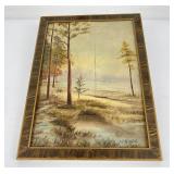 Antique Western Forest Oil on Board Painting