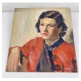 EG Moore Portrait Oil on Board Painting