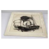 Mid Century Will Farrington Pencil Drawing
