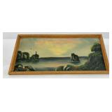 Antique Coastal Tourist Plein Air Painting