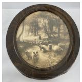 Antique Charcoal Sheep Drawing