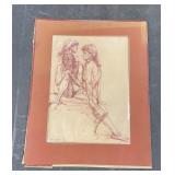 Nude Pastel on Paper Drawing