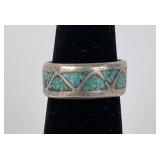 Zuni Inlaid Sterling Silver Turquoise Ring
