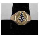 10k Yellow Gold Mens Masonic Ring