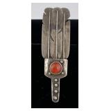 Navajo Sterling Silver Heart Coral Pendant