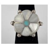 Zuni Sterling Silver Mother of Pearl Inlay Ring