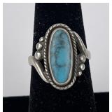 Navajo Sterling Silver Turquoise Bell Trading Ring