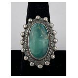 Old Pawn Navajo Sterling Silver Turquoise Ring