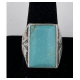 Navajo Sterling Silver Turquoise Ring Bell