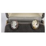 14k Yellow Gold Abalone Cameo Earrings