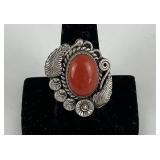 Navajo Sterling Silver Coral Ring