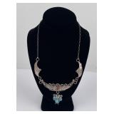 Navajo Sterling Silver Coral Turquoise Necklace