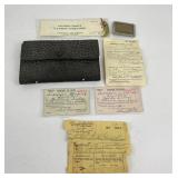 Lot of Antique Hunting Licenses and Fishing Fly