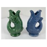 Pair of British Fish Gluggle Jugs
