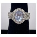 Sterling Silver CZ Blue Stone Ring Ripka