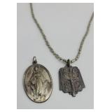 Pair of Sterling Silver Catholic Necklace Pendants