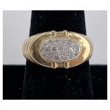14k Yellow Gold and Diamond Mens Ring