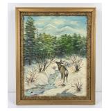 Montana Elk Landscape Oil on Canvas Painting