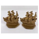 Antique Cast Iron Ship Bookends