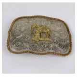 Vintage Montana Silversmiths Cowboy Belt Buckle