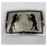 Navajo Inlaid Cowboy Belt Buckle