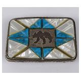 Sterling Silver Turquoise Navajo Belt Buckle