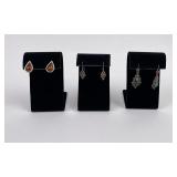 3 Pairs of Sterling Silver Gemstone Earrings