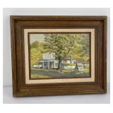 Montana Roadside Service Station Oil Painting
