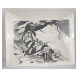 John B NoRunner Blackfoot Artist Pencil Drawing