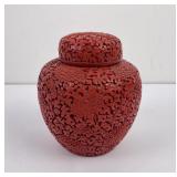 Antique Chinese Carved Cinnabar Ginger Jar