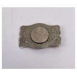 Morgan Silver Dollar Montana Cowboy Belt Buckle