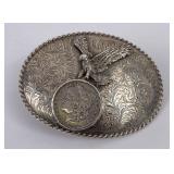 Huge Sterling Silver Cowboy Belt Buckle