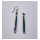 Pair of Sterling Silver Turquoise Earrings