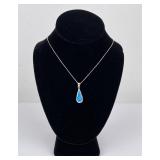 Sterling Silver Blue Opal Necklace