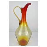 Mid Century Blenko Glass Ewer Tangerine
