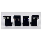 4 Pairs of Sterling Silver Gemstone Earrings