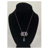 Art Nouveau Enamel Bronze Flower Necklace