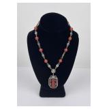 Antique Art Deco Flapper Carnelian Necklace