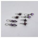 4 Pairs of Sterling Silver Gemstone Earrings