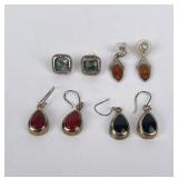 4 Pairs of Sterling Silver Gemstone Earrings