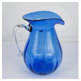 Blue Blenko Glass Pitcher 11"