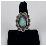 Old Pawn Navajo Sterling Silver Turquoise Ring