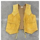 Vintage Buckskin Leather Cowboy Motorcycle Vest