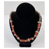 Navajo Turquoise and Red Coral Necklace