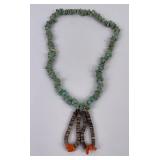 Navajo Turquoise Coral Heshi Necklace